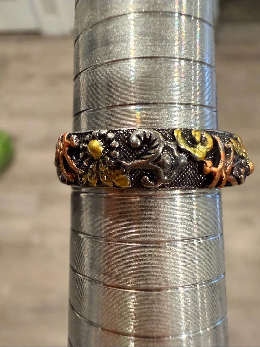 Floral Multimetal dragonfly & sunflower band Ring size 11